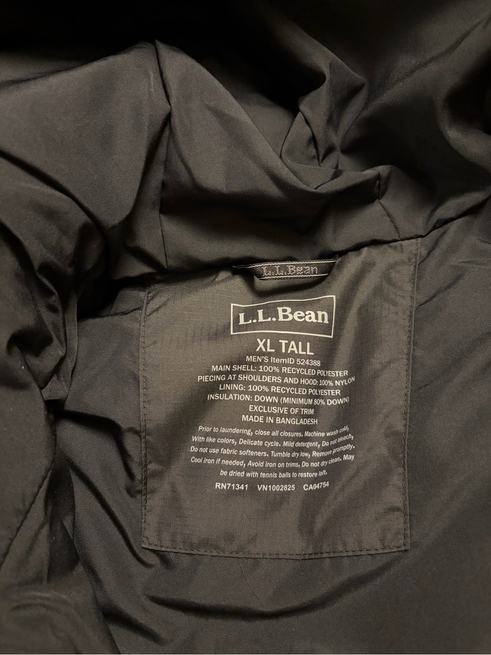 L.L. Bean Mountain Classic Down Vest Black Hooded XL Tall DownTek Puffer - Picture 2 of 10